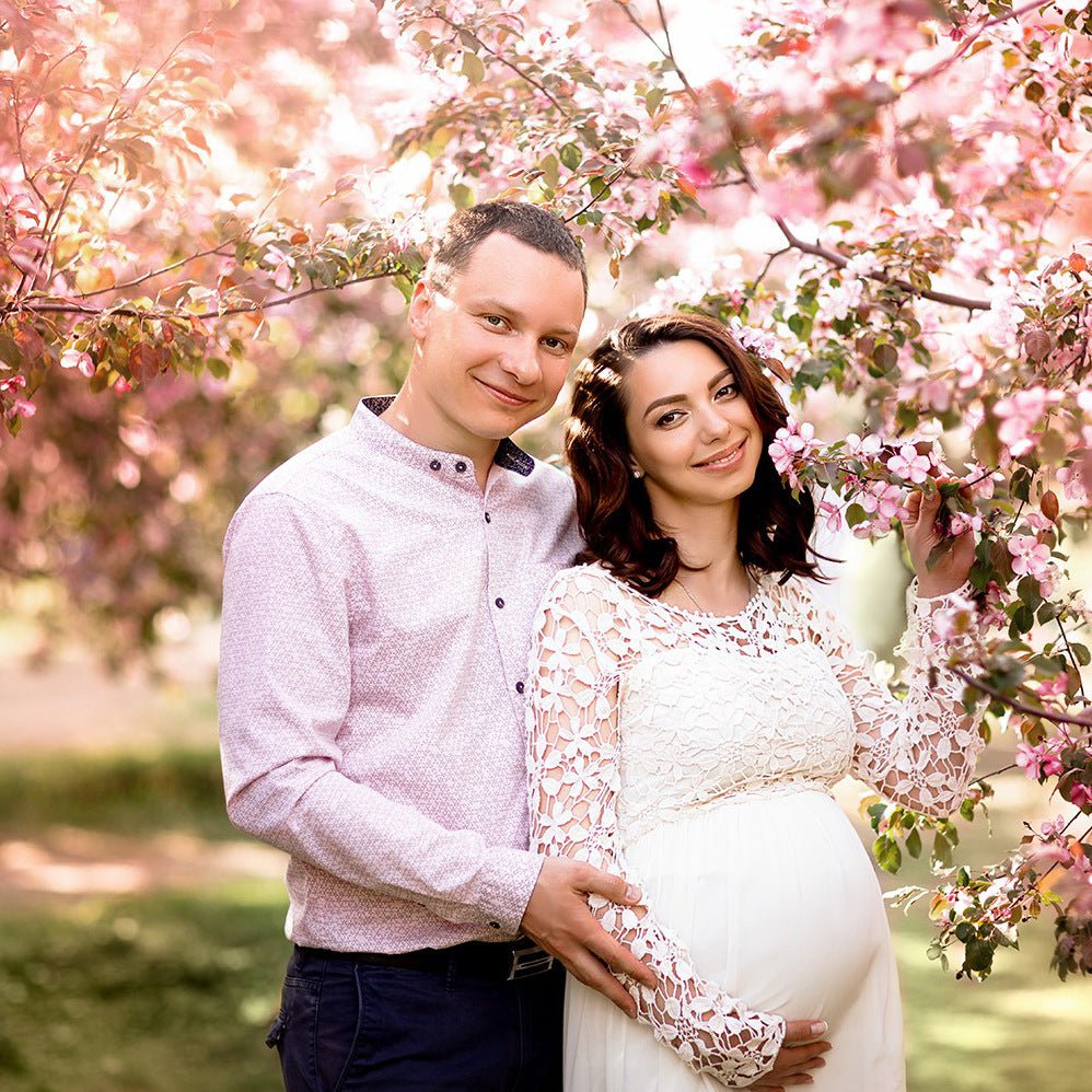 Flower Long Sleeve Maternity Wedding Dress, White / M Flower Long Sleeve Maternity Wedding Dress, White / M