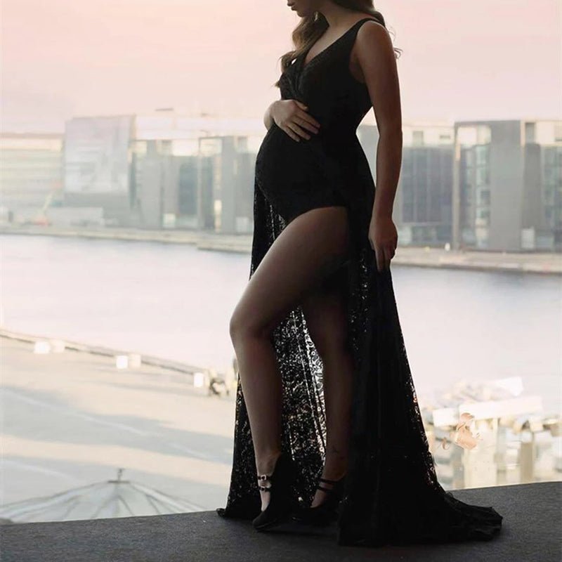 Maternity V-Neck One-Piece Lace Photoshoot Dress | Baby Exo BabyExo Maternity V-Neck One-Piece Lace Photoshoot Dress | Baby Exo BabyExo