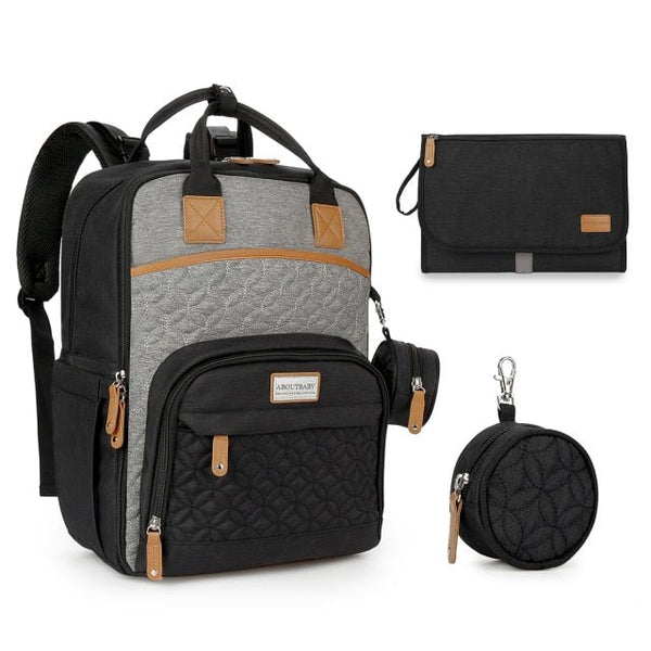 Baby Exo Diaper Bag Backpack 3 Set with Changing Pad - Diaper Bag-47639807-black