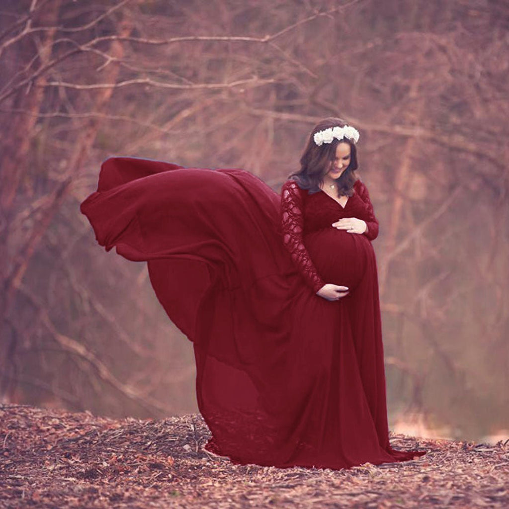 fitted lace wedding dress Fabulous A-line Lace Maternity Dress With Sleeves