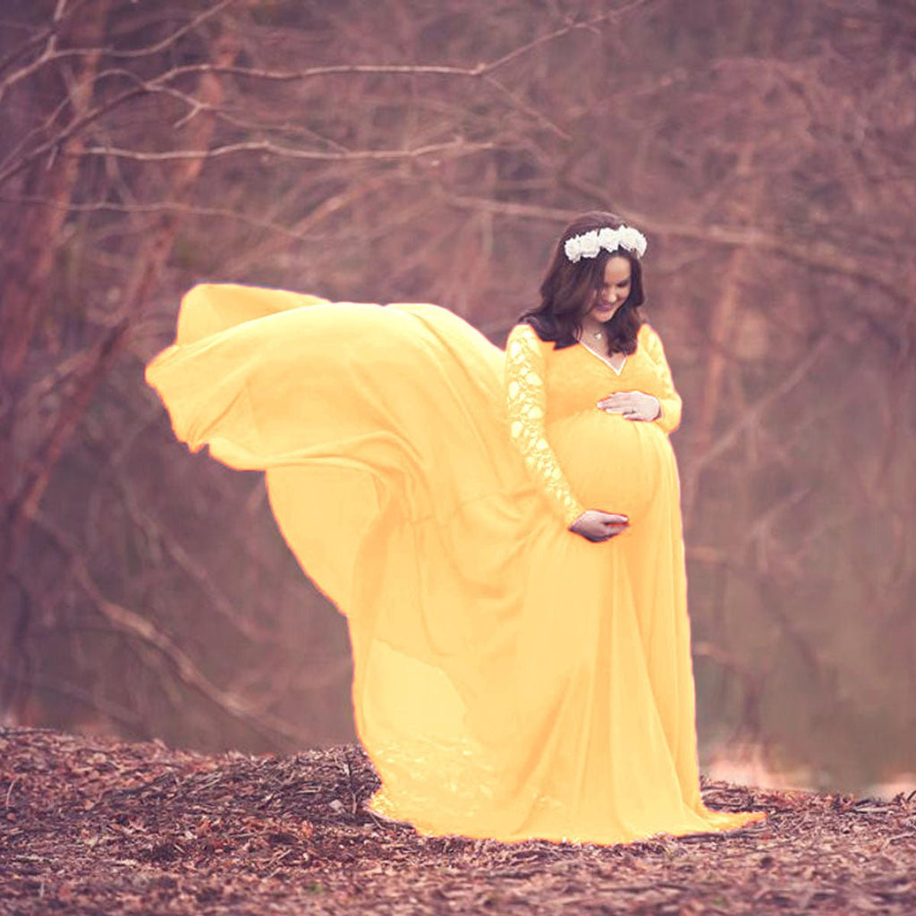 Fabulous A-line Lace Maternity Dress With Sleeves