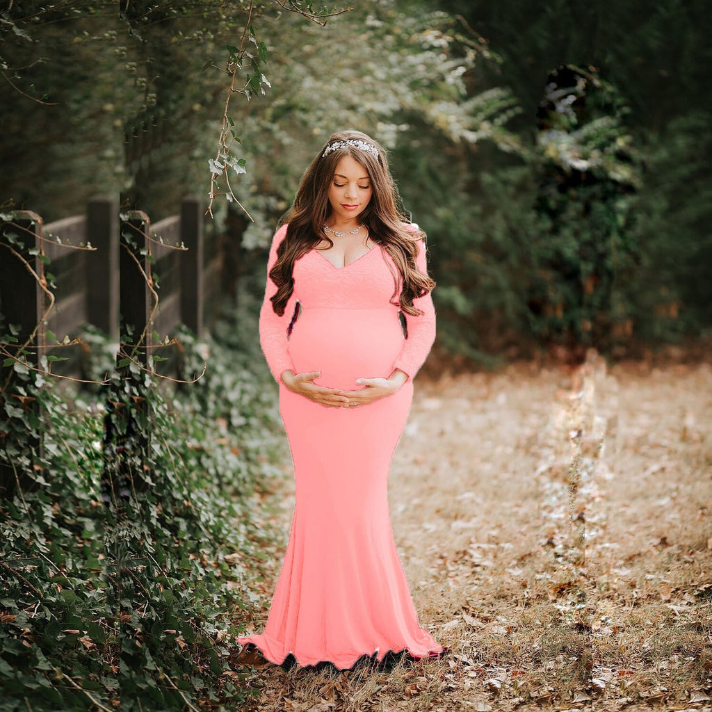 Lace Maternity Dress for Photoshoot Baby Shower Regular Plus Size Dres