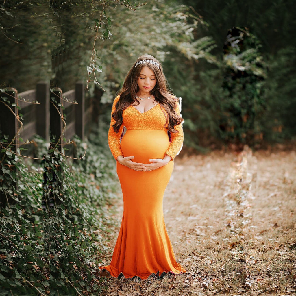 orange maternity dress Angel Maternity Lana Maternity Tiered Dress in Apricot