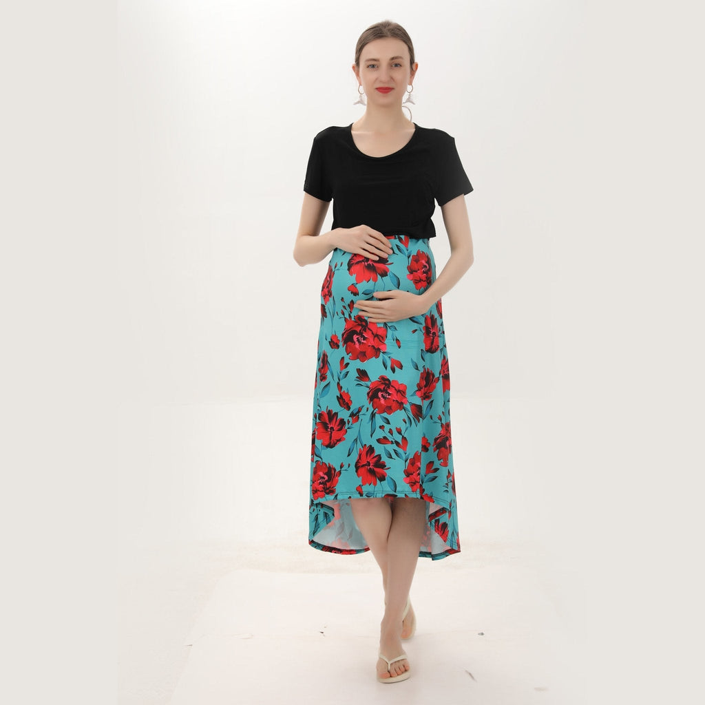 Maternity Breastfeeding Print Summer Dress, Black / M Maternity Breastfeeding Print Summer Dress, Black / M