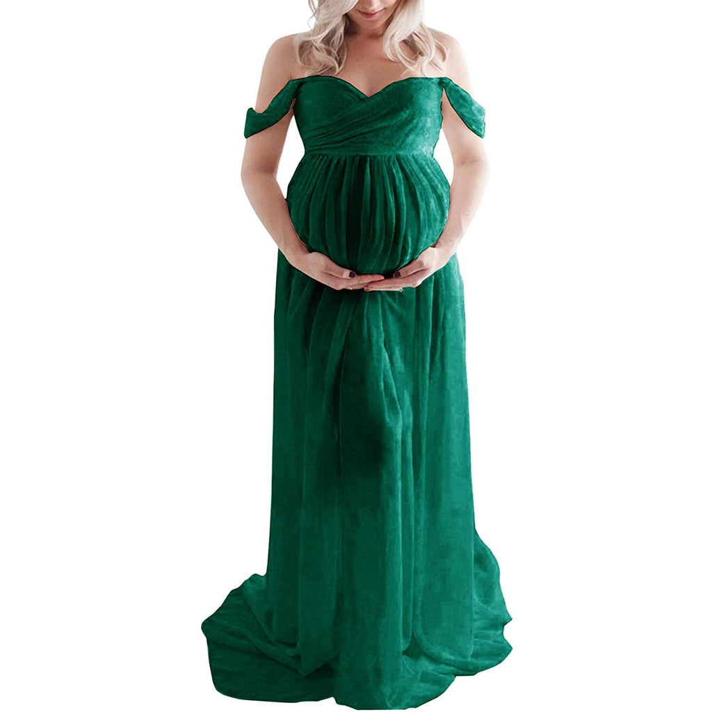 Maternity Chiffon Yarn Photoshoot Bump Dresses, Dark Green / XL Maternity Chiffon Yarn Photoshoot Bump Dresses, Dark Green / XL