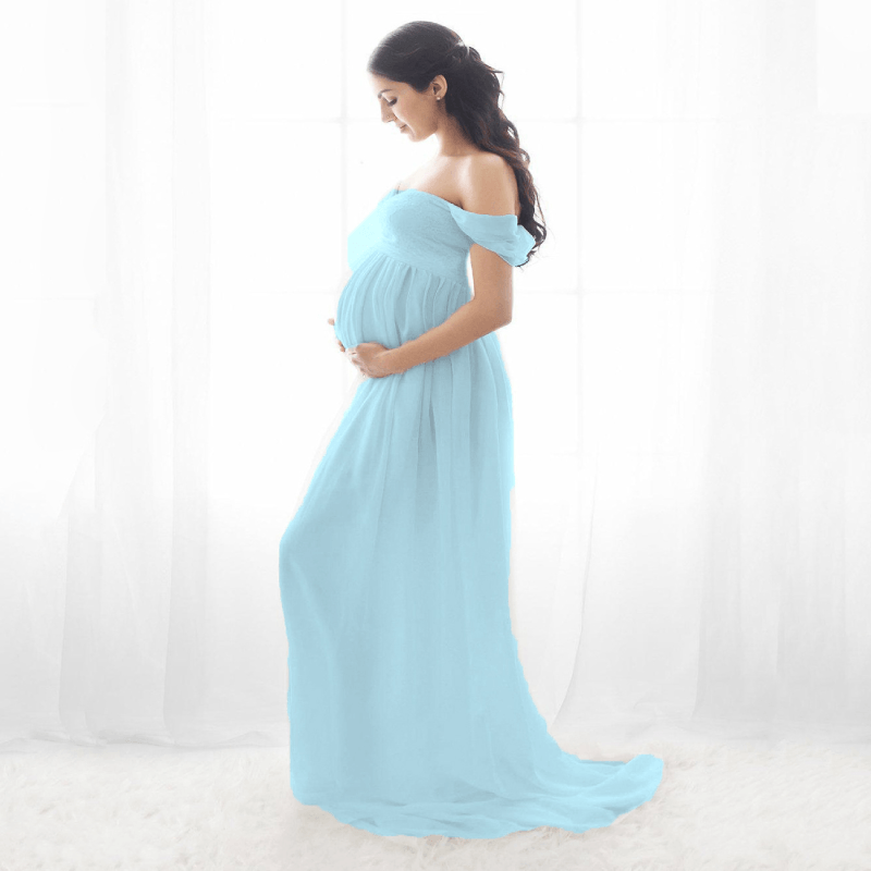Maternity Chiffon Yarn Photoshoot Bump Dresses, Light Blue / XL Maternity Chiffon Yarn Photoshoot Bump Dresses, Light Blue / XL