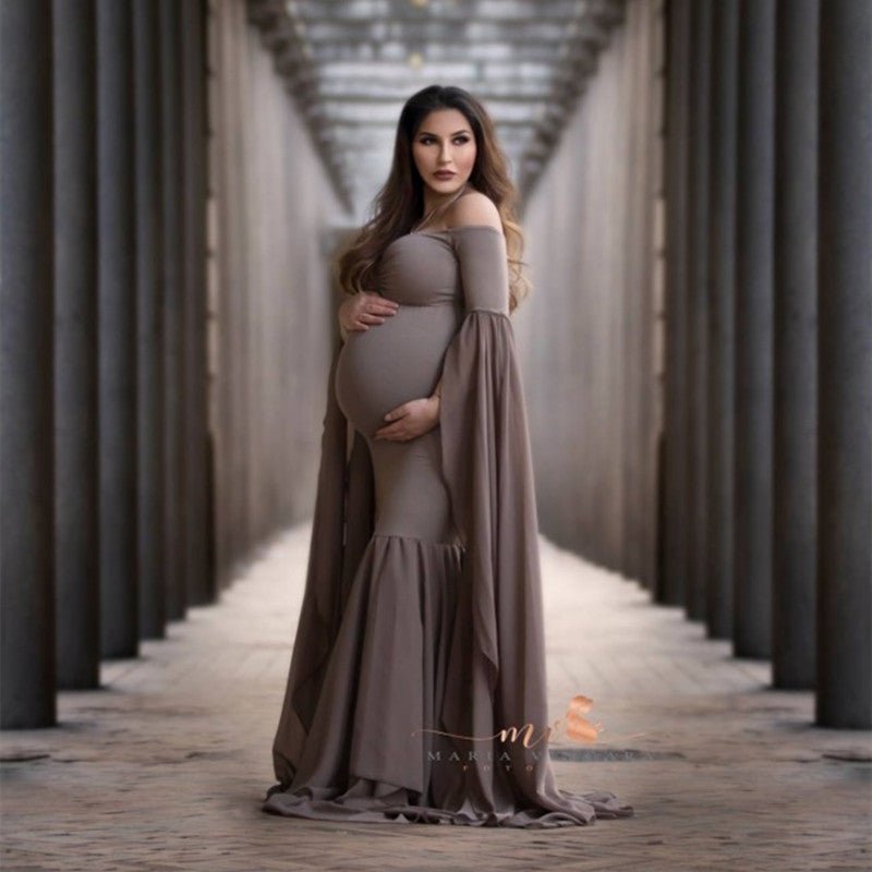 Maternity Mermaid Trailing Photo Dress, Coffee / L Maternity Mermaid Trailing Photo Dress, Coffee / L