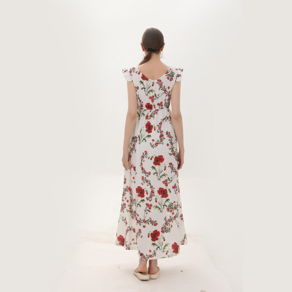 white christmas dresses Petal and Pup Women's Annette Puff Sleeve Shirred Midi Dress