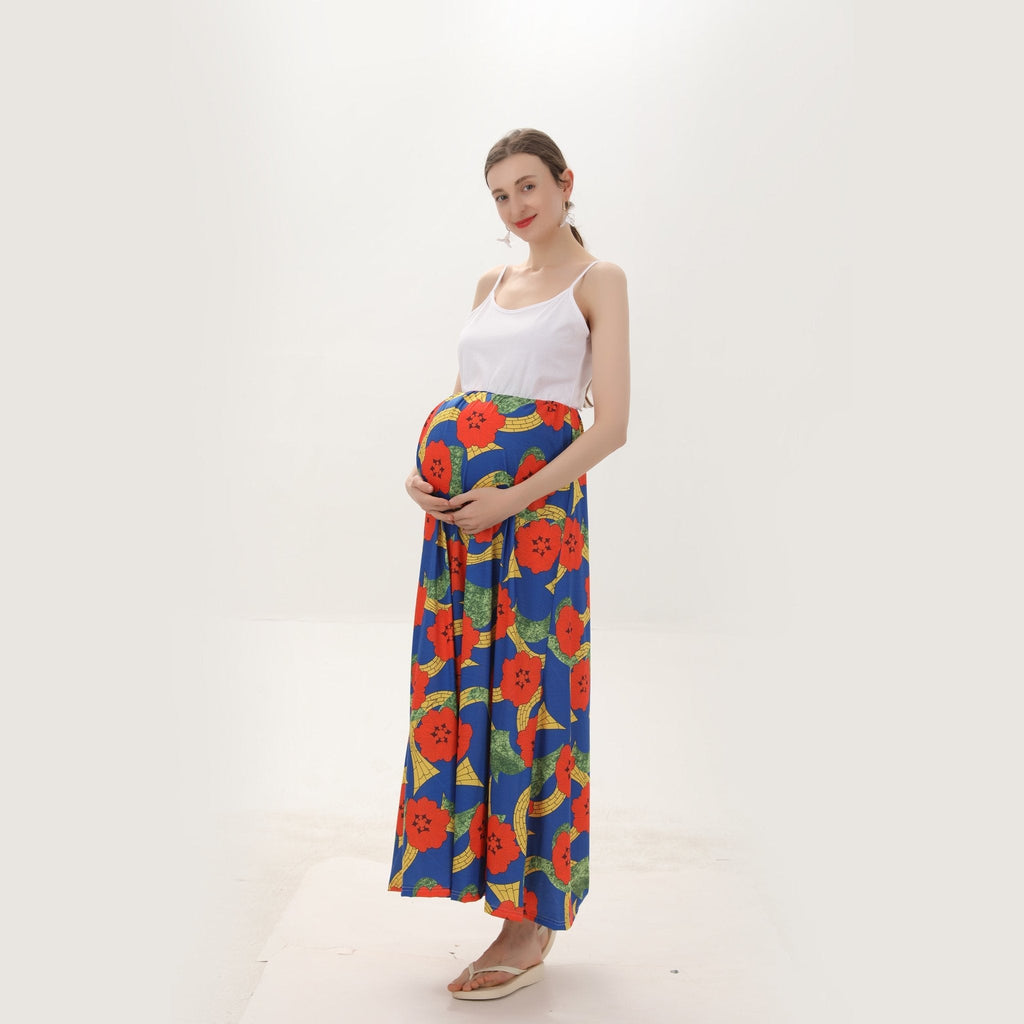 maternity summer dresses Maternity Trumpet Print Sling Summer Dress, White / S