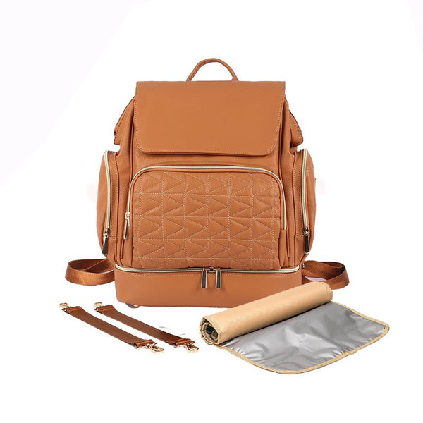 Baby Exo PU Changing Diaper Backpack for Mom - Diaper Bag-20210330L-Brown