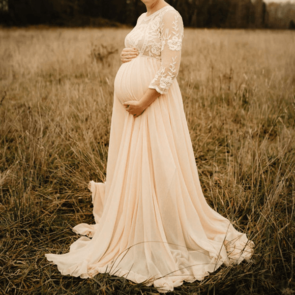 Plus-Size Chiffon Lace Maternity Gowns | Baby Exo – BabyExo