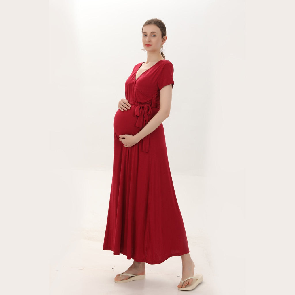 red maternity summer dress Red Maternity Floral Midi 100% Cotton Dress