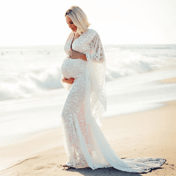 white maternity dress for wedding Pure Gown Photo Shoot and Baby Showers enhancing bodice with a divine empire line gives way to a full Carlotta | White Bardot Maternity